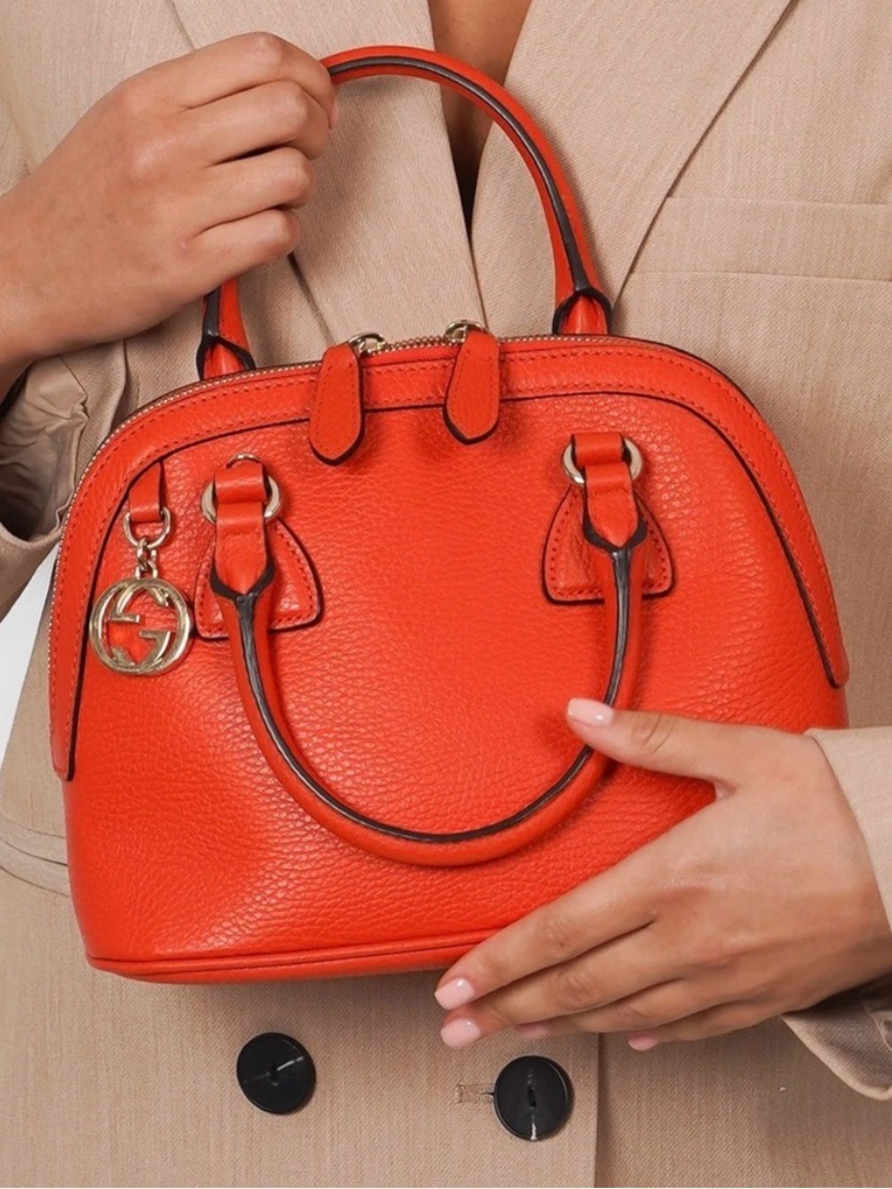 Gucci GG Charm Dome Satchel - vintage Gucci mini bag - authenticated